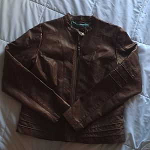 Maurices Bronze Leather-look, Lined Jacket Sz Large